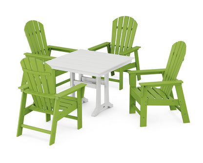 POLYWOOD® South Beach 5-Piece Farmhouse Dining Set With Trestle Legs in Lime / White