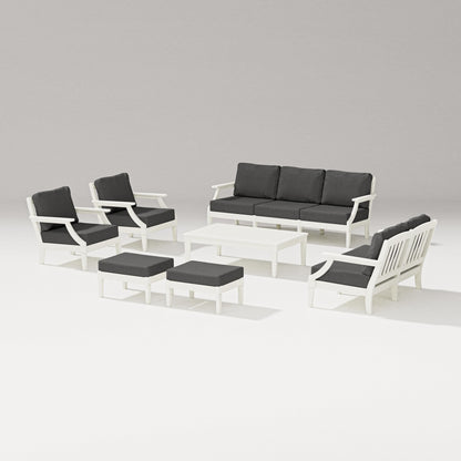 PW Designer Series Estate 7-Piece Lounge Sofa Set in Vintage White / Spectrum Carbon