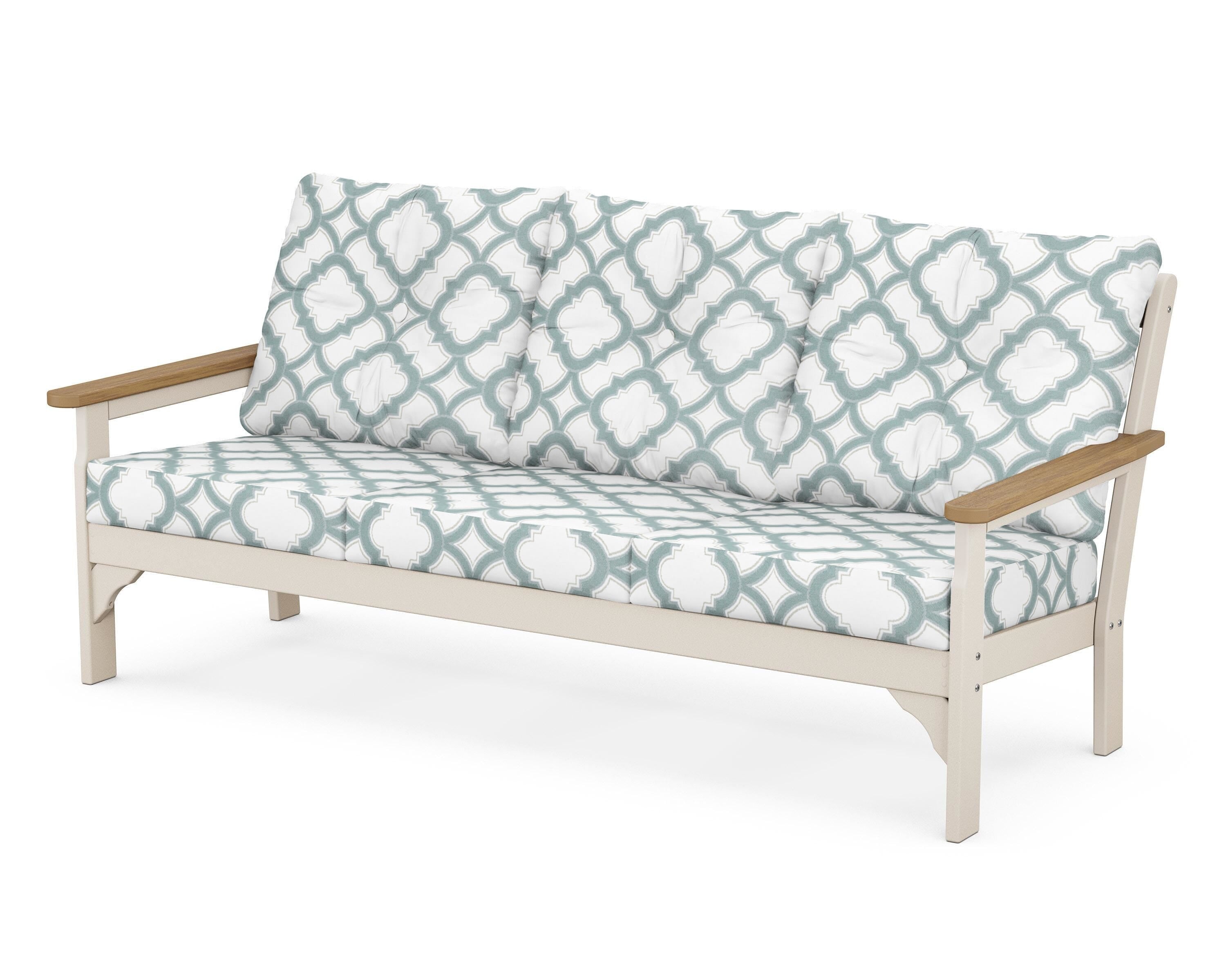 POLYWOOD® Vineyard Deep Seating Sofa in Sand / Natural / Trellis Glacier Spa