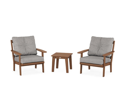 POLYWOOD® Oxford 3-Piece Deep Seating Set in Teak / Grey Mist