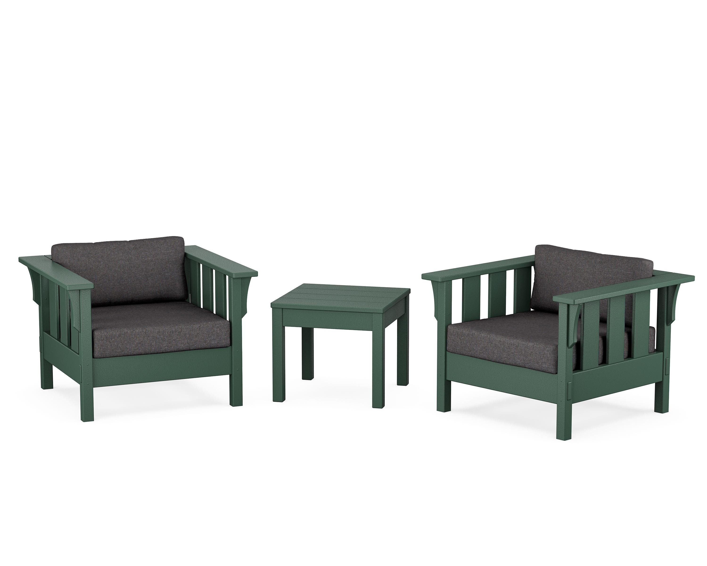 Martha Stewart by POLYWOOD® Acadia 3-Piece Deep Seating Set in Green / Ash Charcoal