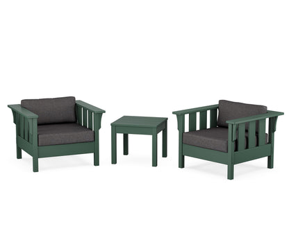 Martha Stewart by POLYWOOD® Acadia 3-Piece Deep Seating Set in Green / Ash Charcoal