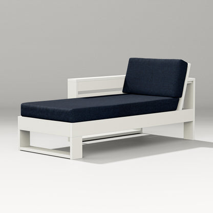 PW Designer Series Latitude Modular Left Arm Chaise in Vintage White / Marine Indigo