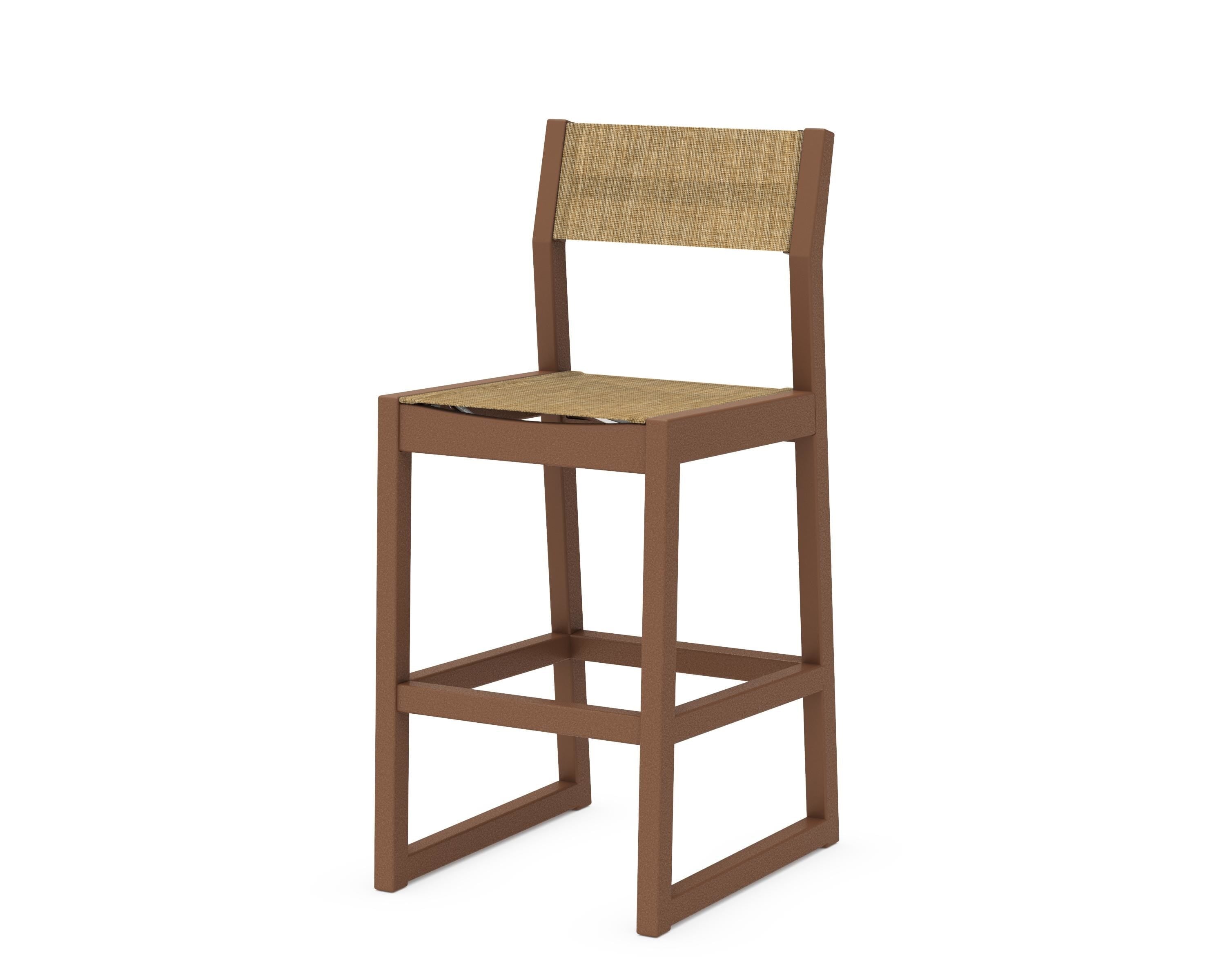 POLYWOOD® EDGE Sling Bar Side Chair in Teak / Burlap Sling