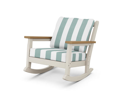 POLYWOOD® Chippendale Deep Seating Rocking Chair in Sand / Natural / Cabana Stripe Glacier Spa