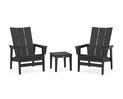POLYWOOD® 3-Piece Modern Grand Upright Adirondack Set in Black