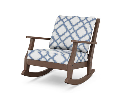 Country Living Wovendale Deep Seating Rocking Chair in Mahogany / Trellis Sky Blue