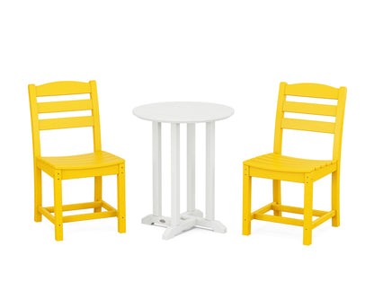 POLYWOOD® La Casa Café Side Chair 3-Piece Round Bistro Dining Set in Lemon / White