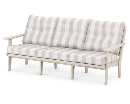 POLYWOOD® Lakeside Deep Seating Sofa in Sand / Buffalo Plaid Dune Burlap