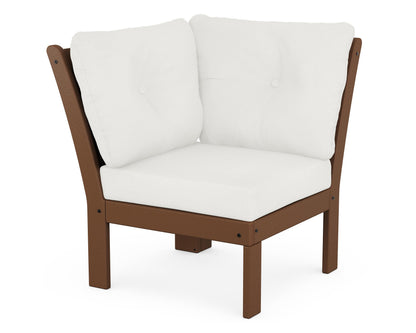 POLYWOOD® Vineyard Modular Corner Chair in Teak / Natural Linen