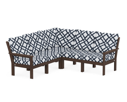 POLYWOOD® Vineyard 5-Piece Sectional in Mahogany / Trellis Marine Indigo