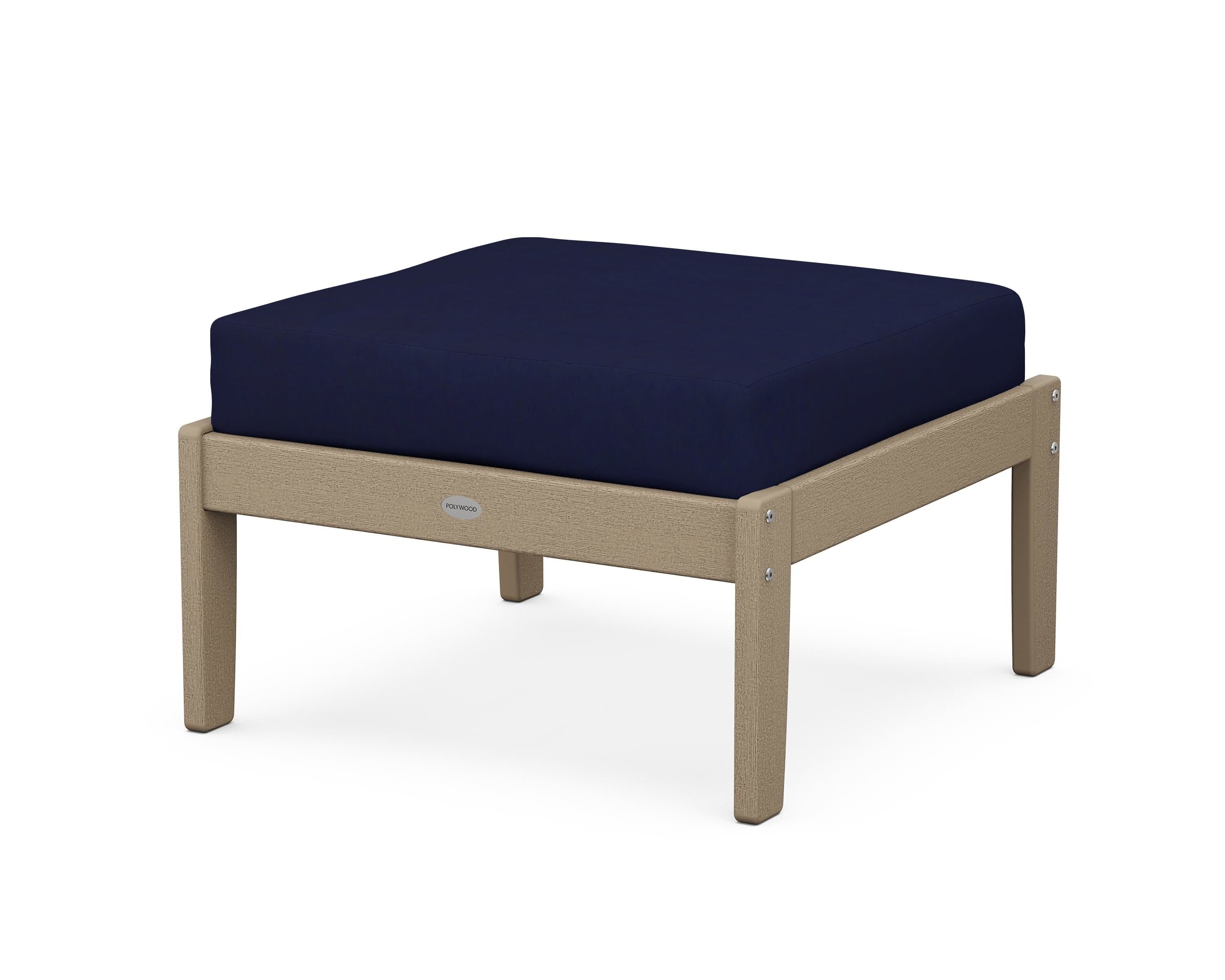 POLYWOOD® Braxton Deep Seating Ottoman in Vintage Sahara / Navy