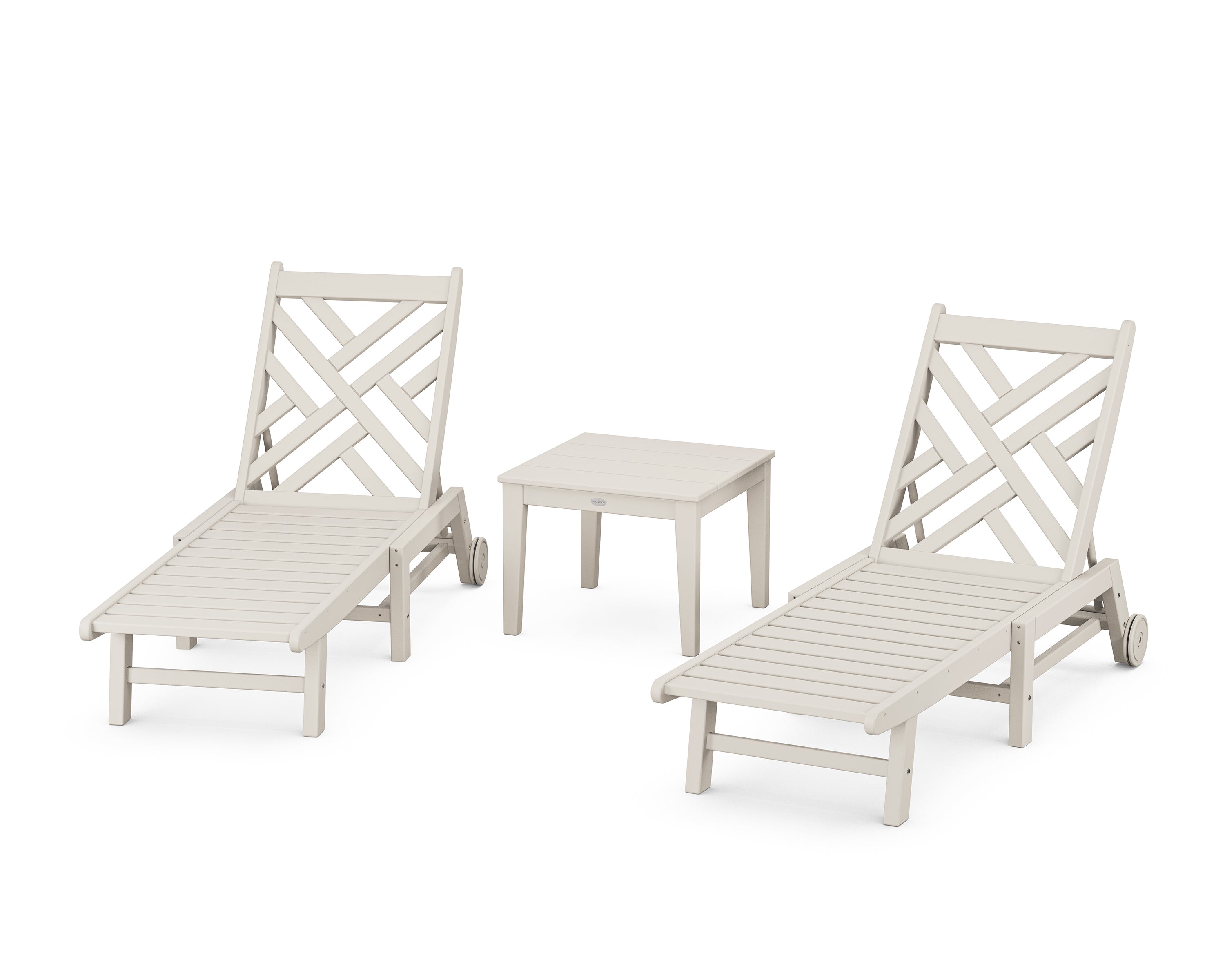 POLYWOOD® Chippendale 3-Piece Chaise Set with Wheels in Sand