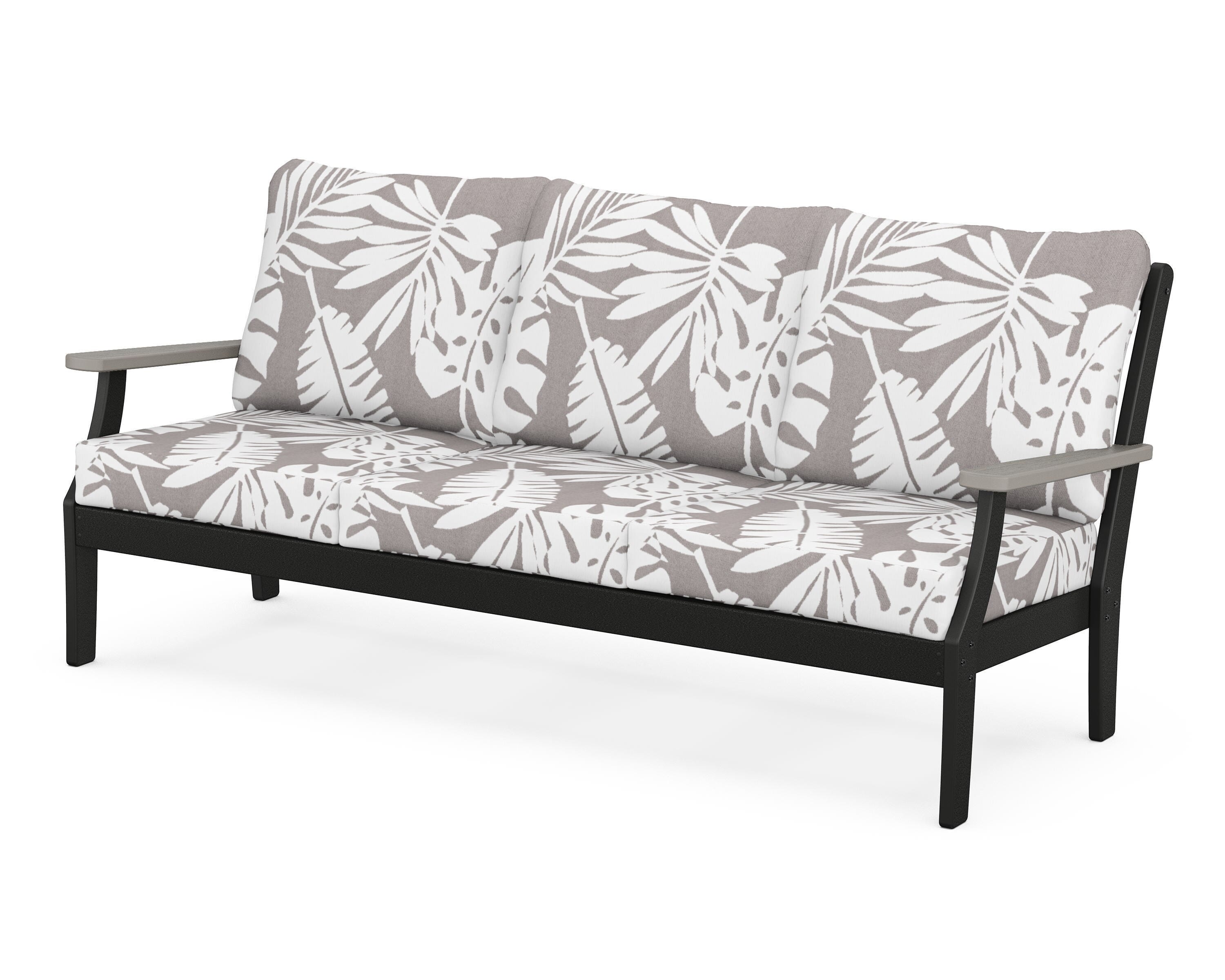 POLYWOOD® Braxton Deep Seating Sofa in Black / Driftwood / Leaf Grey Mist