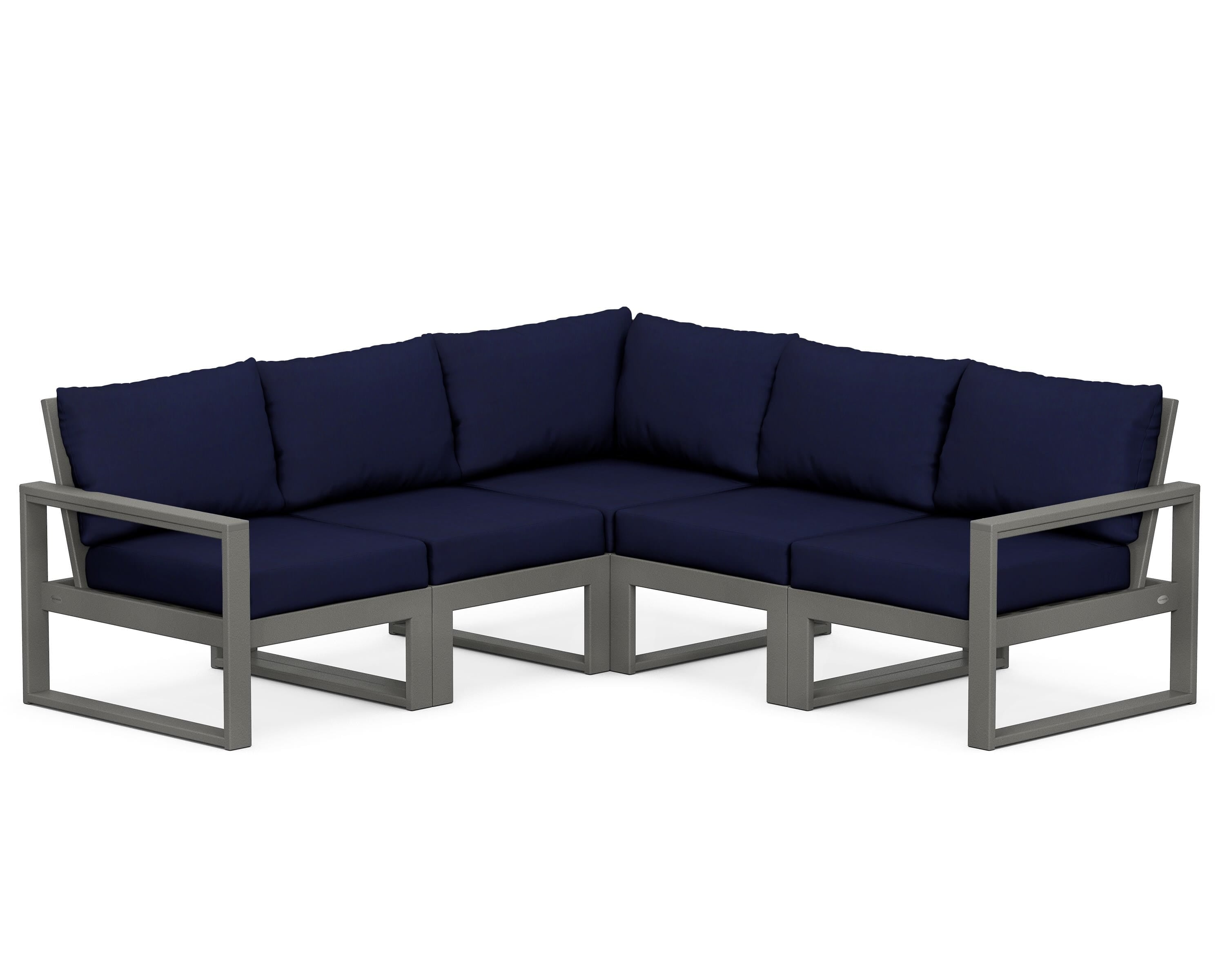 POLYWOOD® EDGE 5-Piece Modular Deep Seating Set in Slate Grey / Navy