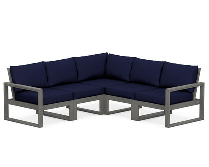 POLYWOOD® EDGE 5-Piece Modular Deep Seating Set in Slate Grey / Navy