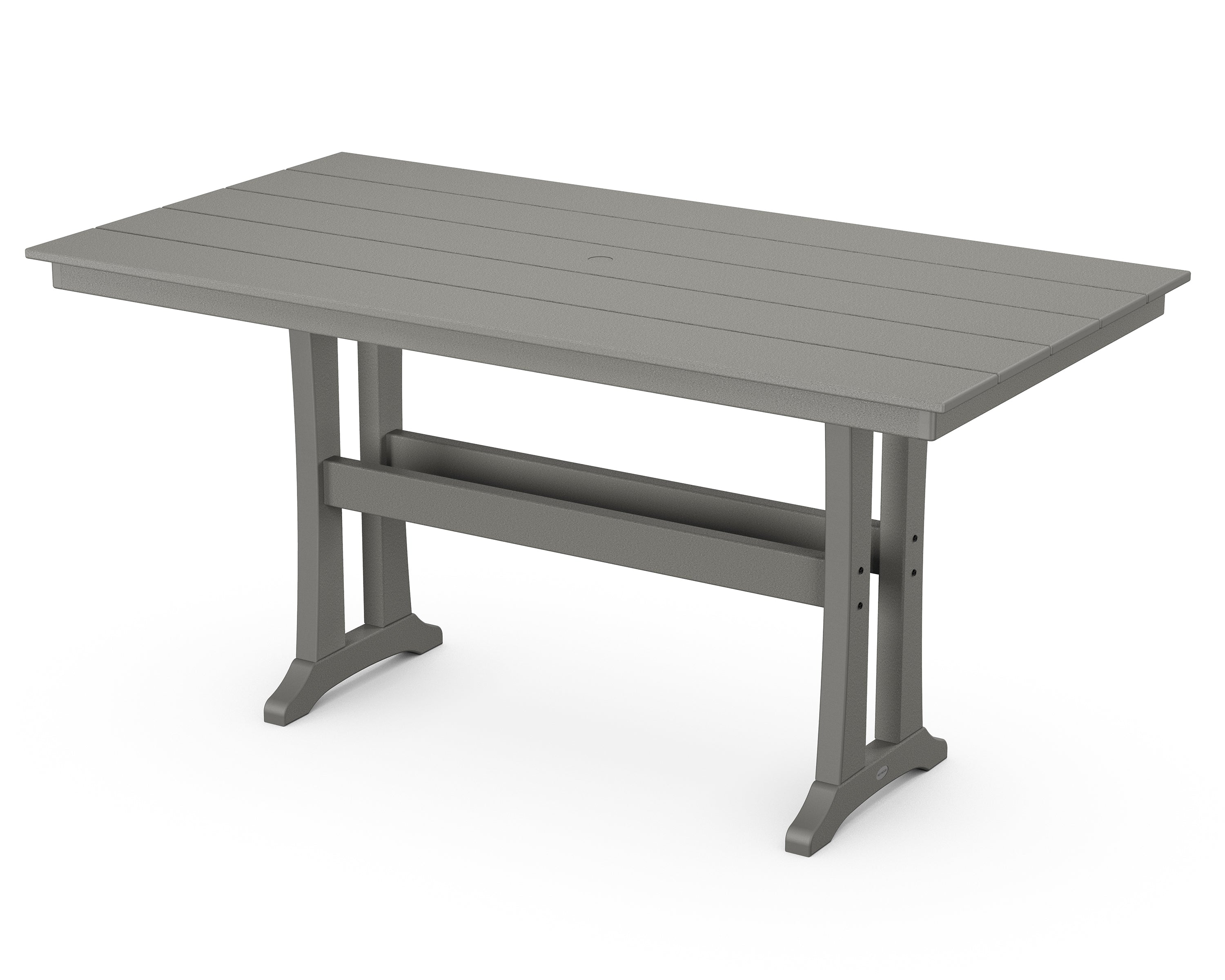 POLYWOOD® Farmhouse Trestle 37" x 72" Counter Table in Slate Grey