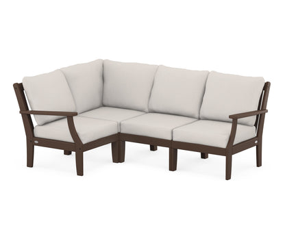 POLYWOOD® Braxton Modular 4-Piece Deep Seating Set in Mahogany / Cast Ash