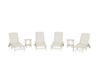 POLYWOOD® Nautical Chaise 6-Piece Set with Wheels in Sand