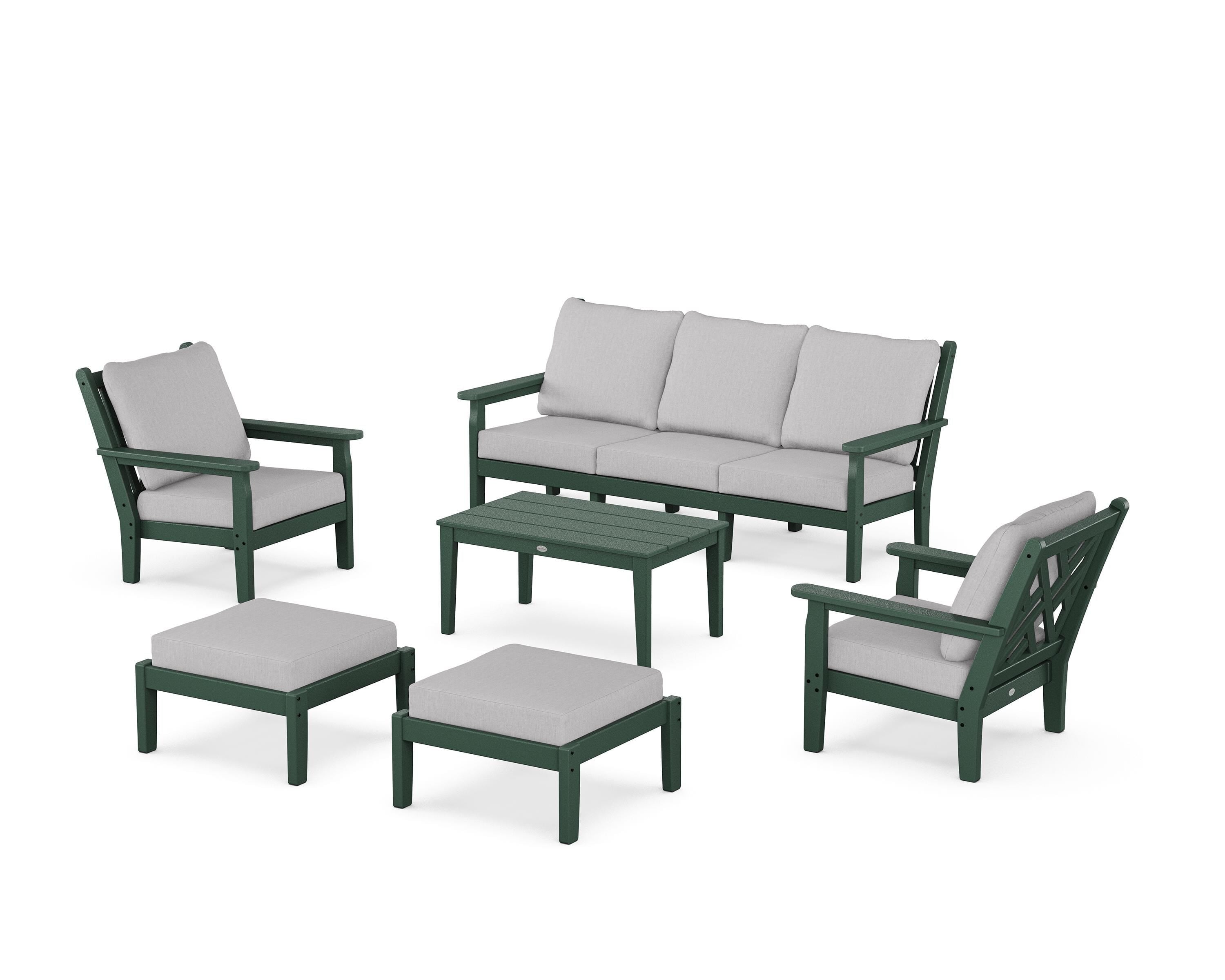 POLYWOOD® Chippendale 6-Piece Lounge Sofa Set in Green / Granite