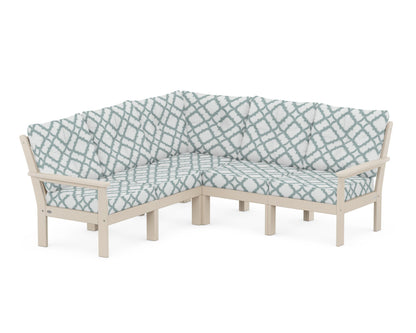POLYWOOD® Vineyard 5-Piece Sectional in Sand / Trellis Glacier Spa