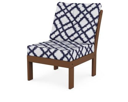 POLYWOOD® Vineyard Modular Armless Chair in Teak / Trellis Navy
