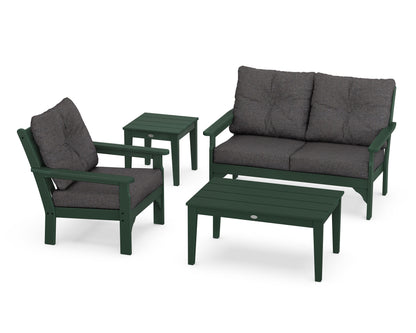 POLYWOOD® Vineyard 4-Piece Deep Seating Set in Green / Ash Charcoal