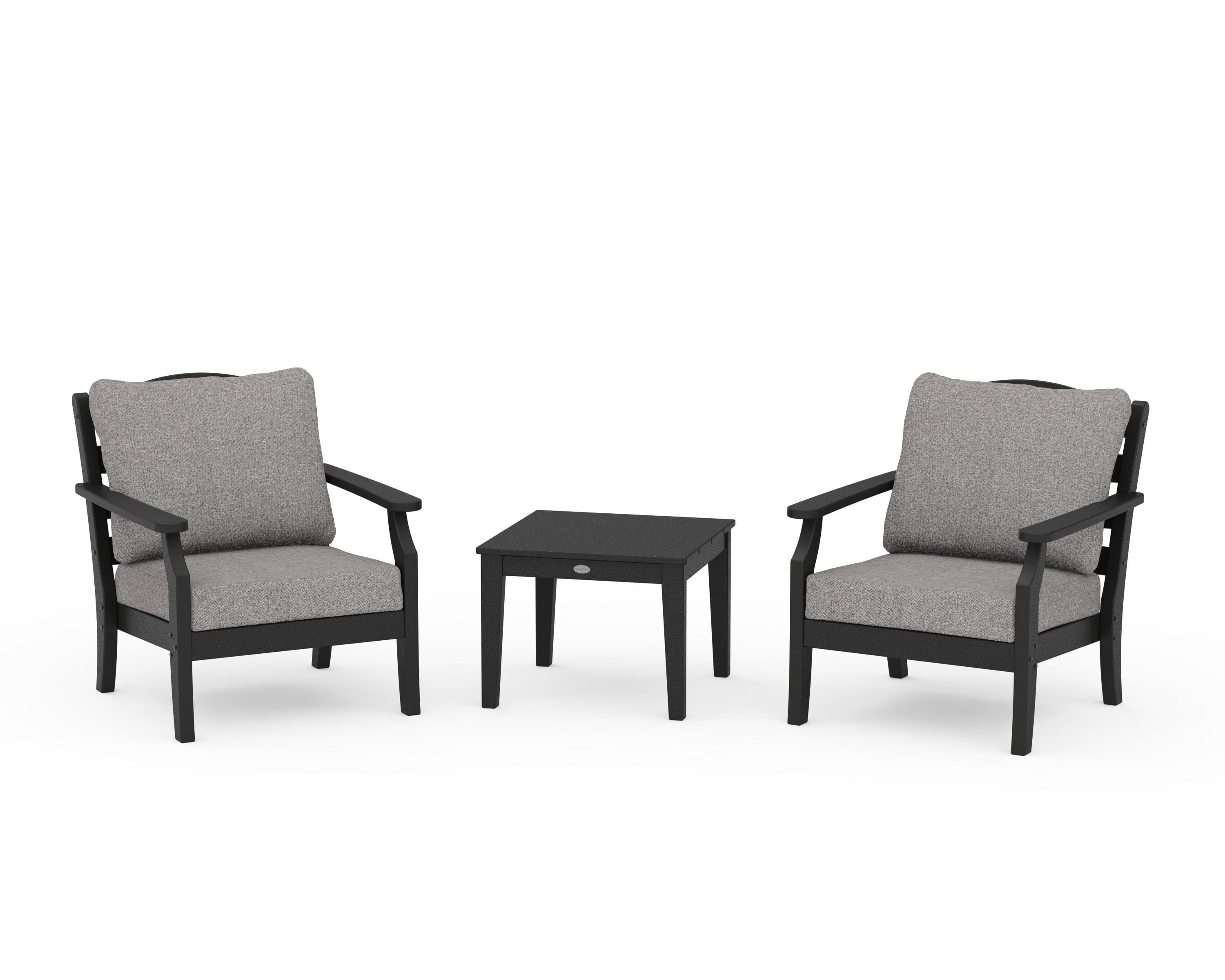 Draper James™ by  POLYWOOD® Savannah 3-Piece Deep Seating Set in Black / Grey Mist