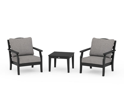 Draper James™ by  POLYWOOD® Savannah 3-Piece Deep Seating Set in Black / Grey Mist