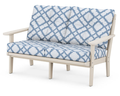 POLYWOOD® Lakeside Deep Seating Loveseat in Sand / Trellis Sky Blue