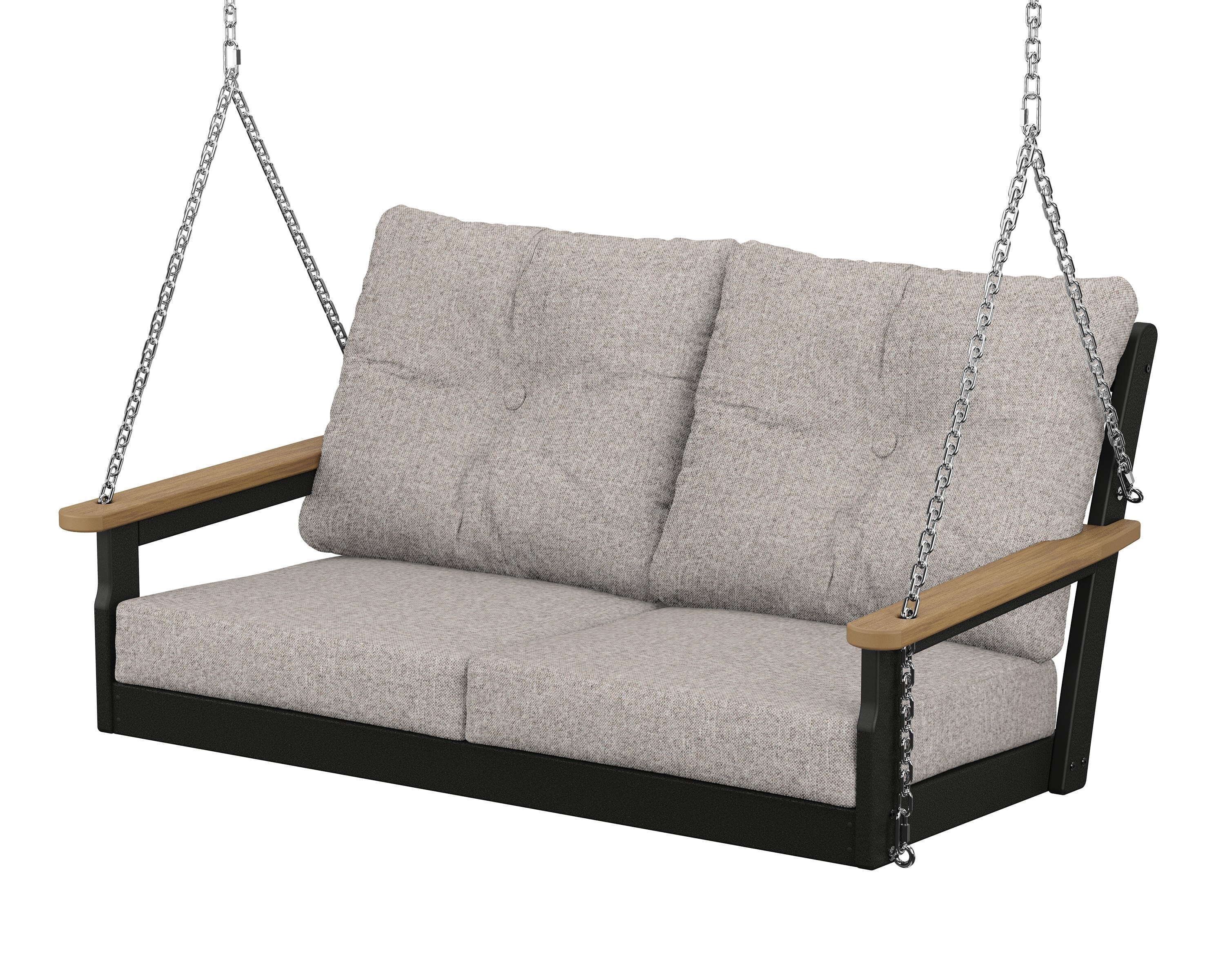 POLYWOOD® Vineyard Deep Seating Swing in Black / Natural / Weathered Tweed