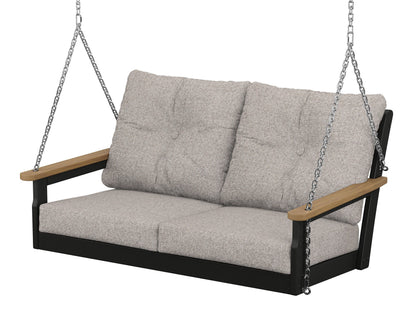 POLYWOOD® Vineyard Deep Seating Swing in Black / Natural / Weathered Tweed