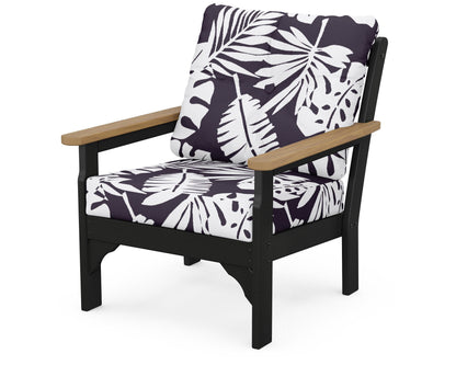 POLYWOOD® Vineyard Deep Seating Chair in Black / Natural / Leaf Navy