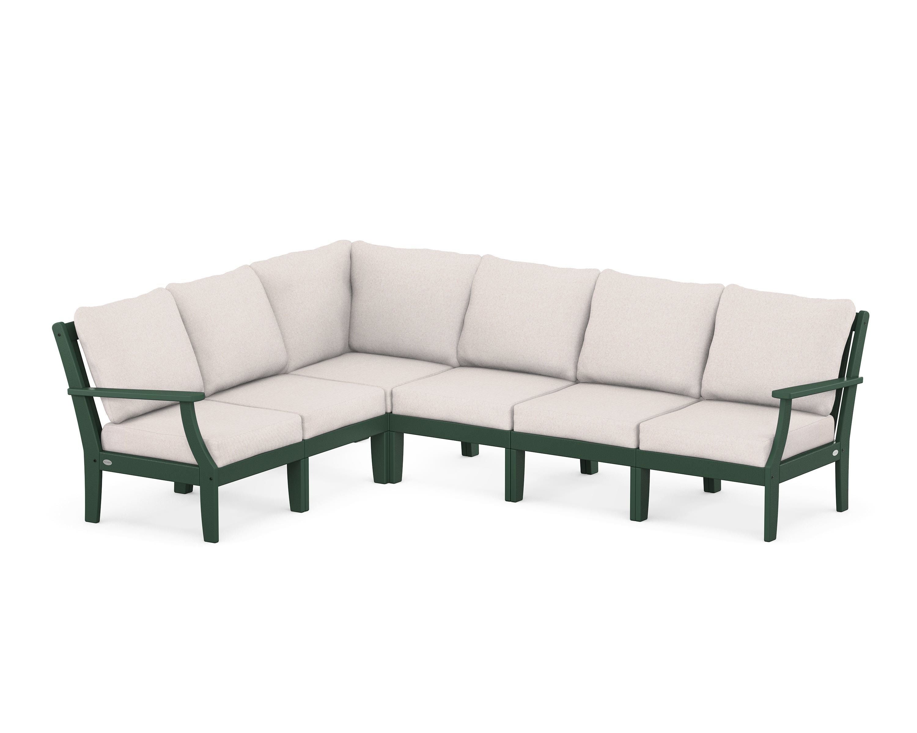 POLYWOOD® Braxton Modular 6-Piece Deep Seating Set in Green / Dune Burlap