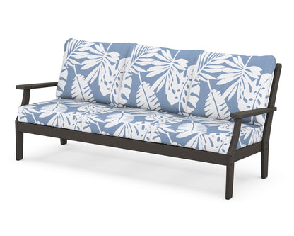 POLYWOOD® Braxton Deep Seating Sofa in Vintage Coffee / Leaf Sky Blue