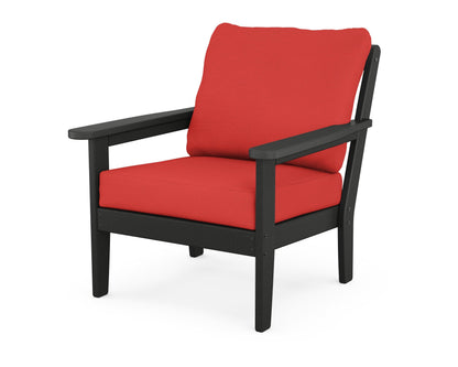 Country Living Cottage Deep Seating Chair in Black / Crimson Linen