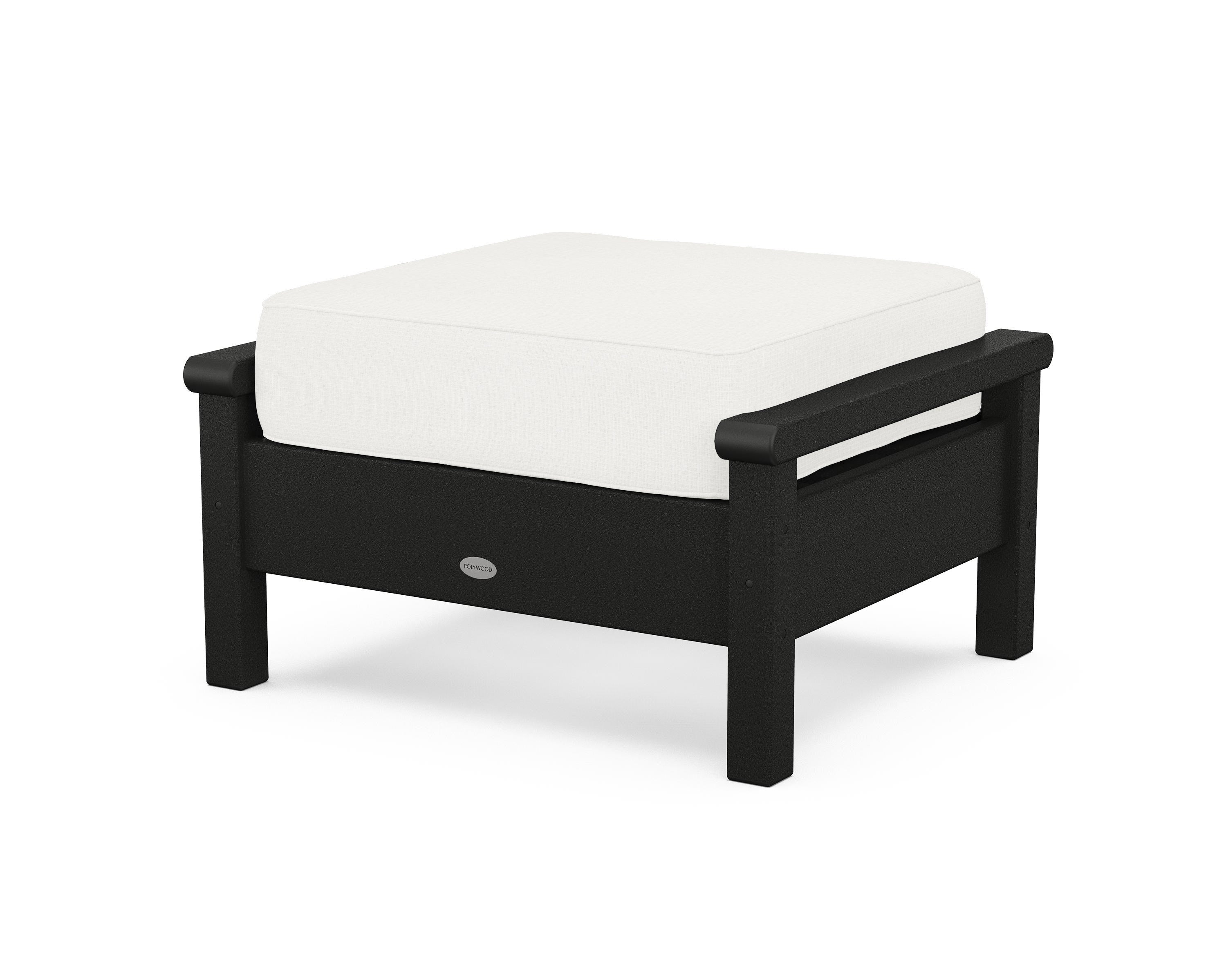 POLYWOOD® Harbour Deep Seating Ottoman in Black / Natural Linen