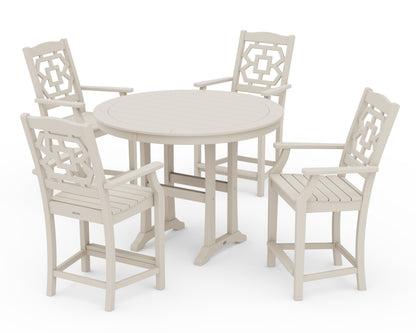 Martha Stewart by POLYWOOD® Chinoiserie 5-Piece Round Counter Set in Sand
