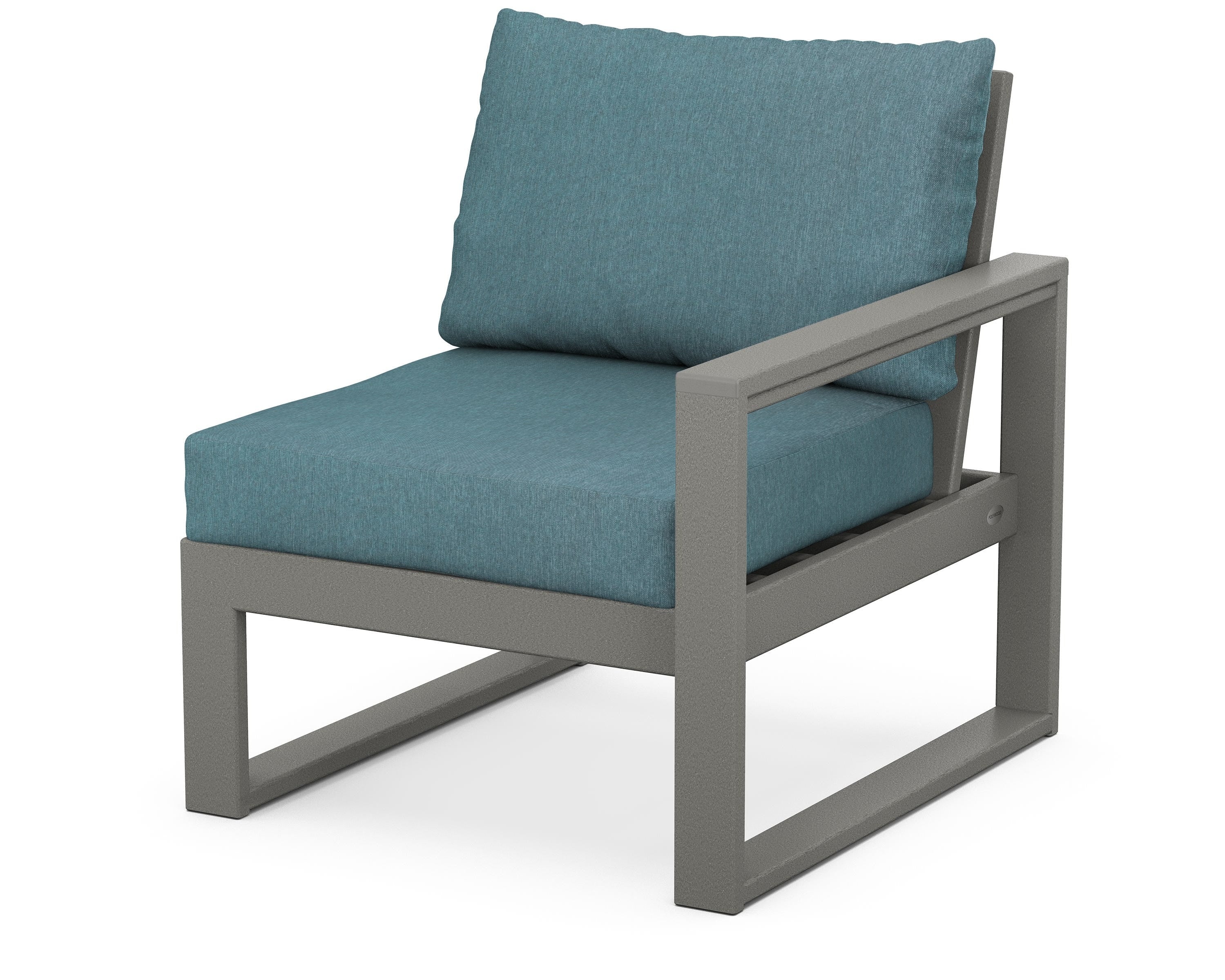 POLYWOOD® EDGE Modular Right Arm Chair in Slate Grey / Ocean Teal