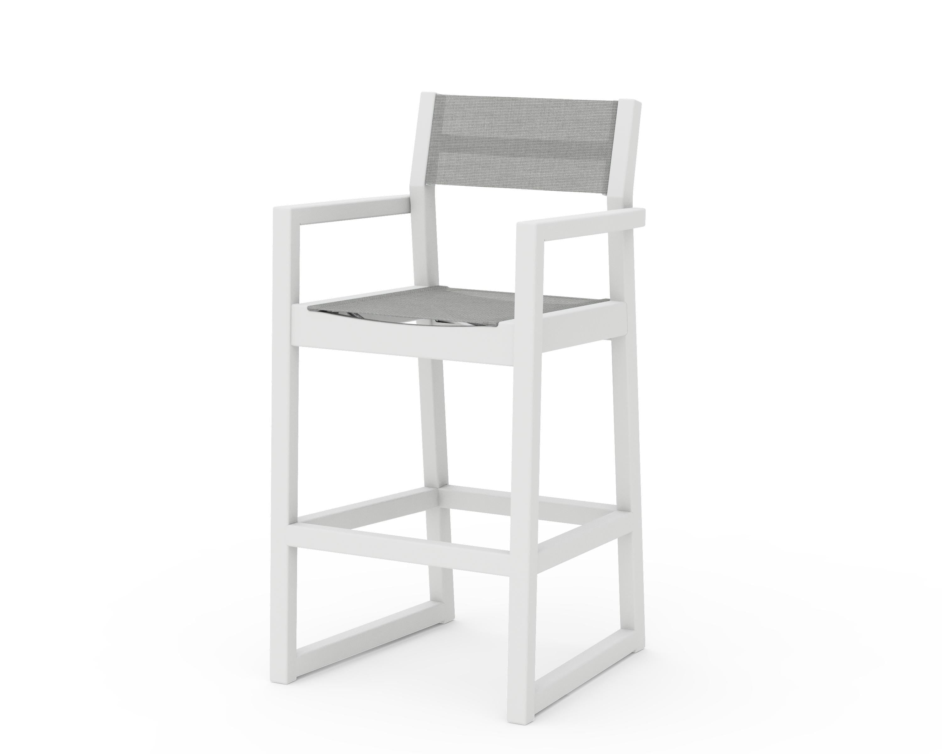 POLYWOOD® EDGE Sling Bar Arm Chair in White / Metallic Sling
