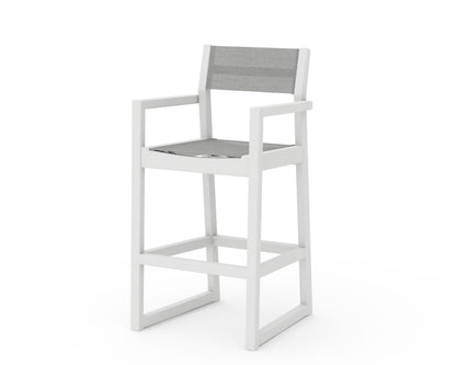 POLYWOOD® EDGE Sling Bar Arm Chair in White / Metallic Sling