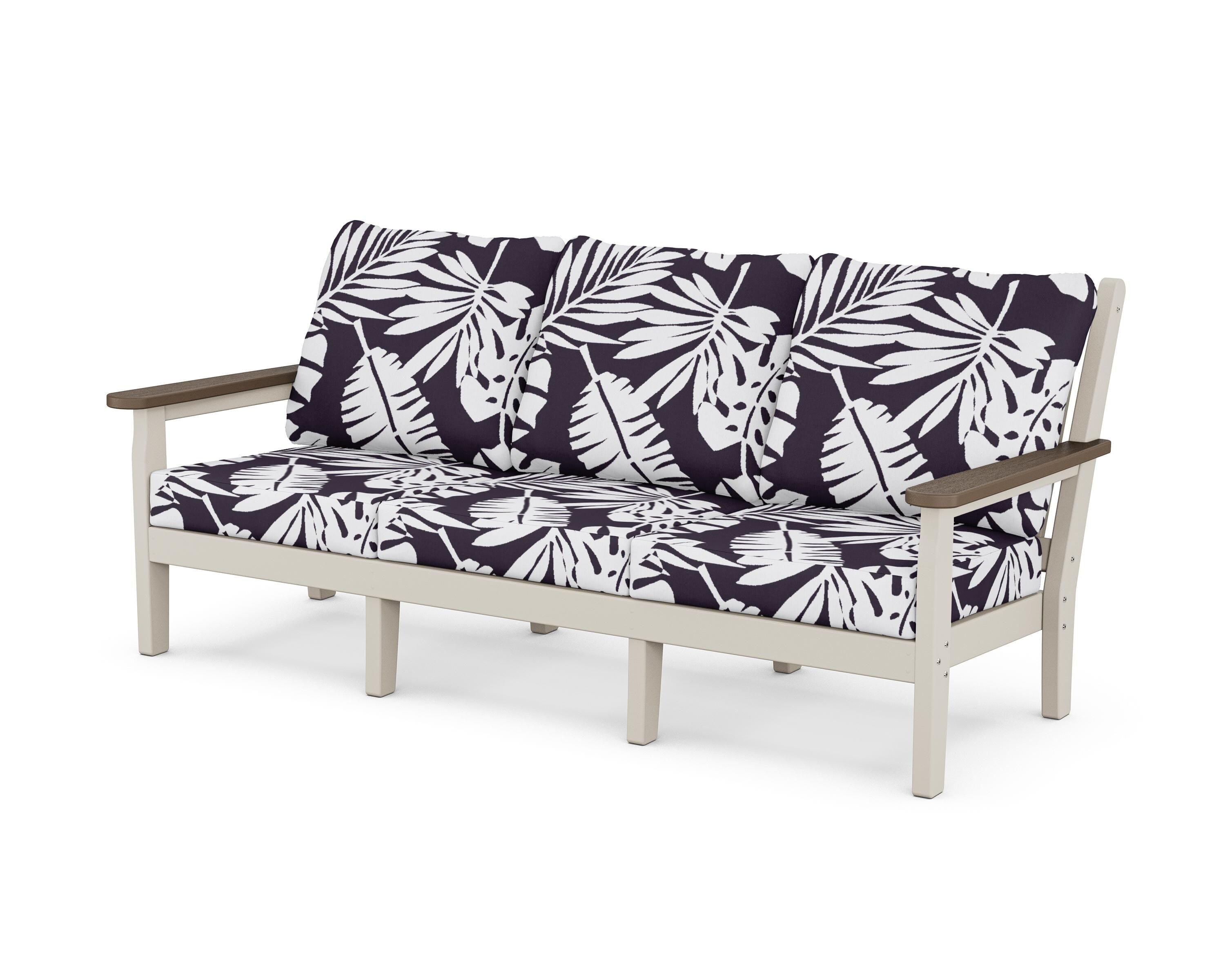 POLYWOOD® Chippendale Deep Seating Sofa in Sand / Kona / Leaf Navy