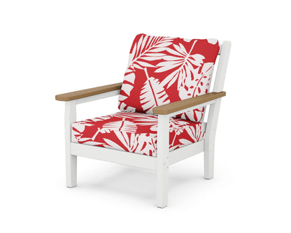 POLYWOOD® Chippendale Deep Seating Chair in White / Natural / Leaf Crimson