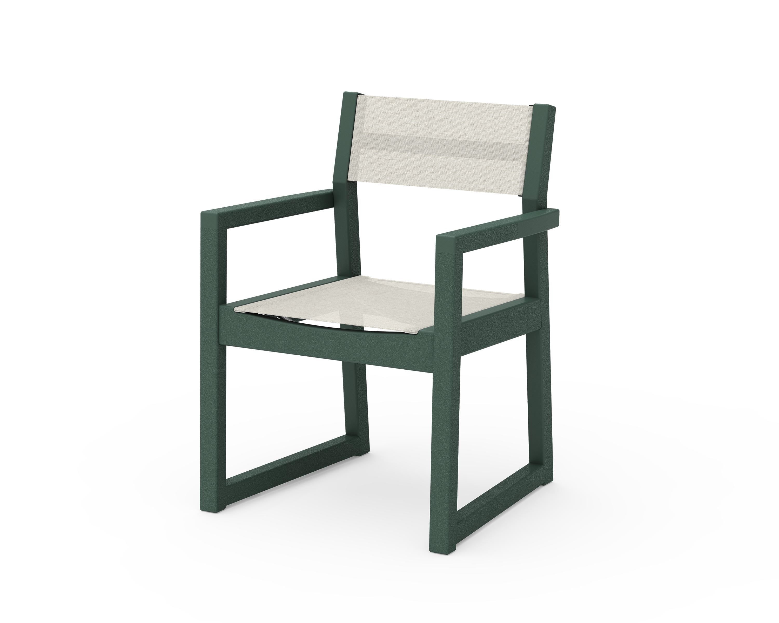 POLYWOOD® EDGE Sling Dining Arm Chair in Green / Parchment Sling
