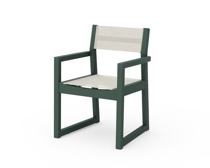 POLYWOOD® EDGE Sling Dining Arm Chair in Green / Parchment Sling