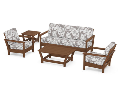 POLYWOOD® Harbour 5-Piece Deep Seating Set in Teak / Leaf Grey Mist