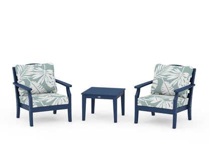 Draper James™ by  POLYWOOD® Savannah 3-Piece Deep Seating Set in Navy / Leaf Glacier Spa