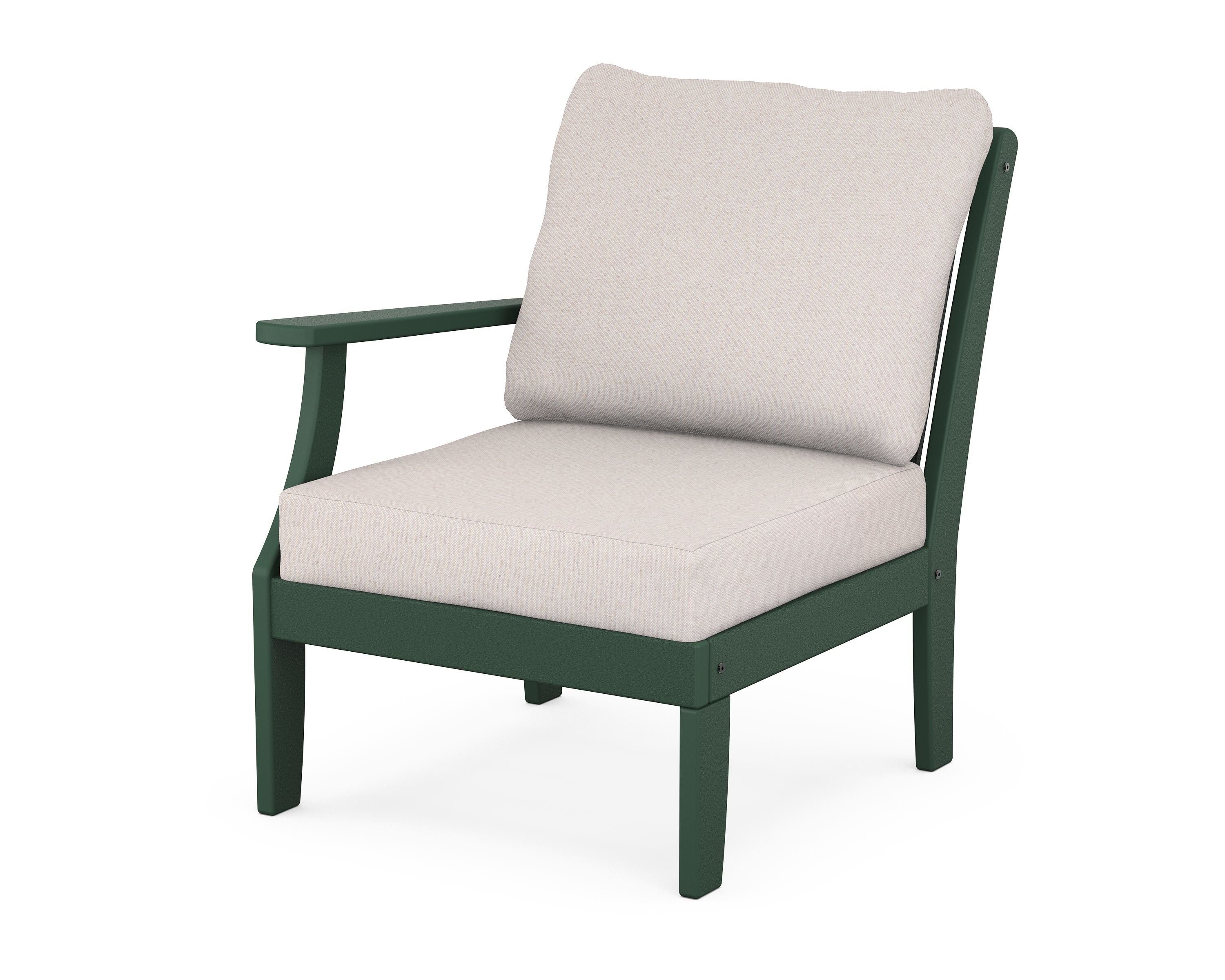 POLYWOOD® Braxton Modular Left Arm Chair in Green / Dune Burlap