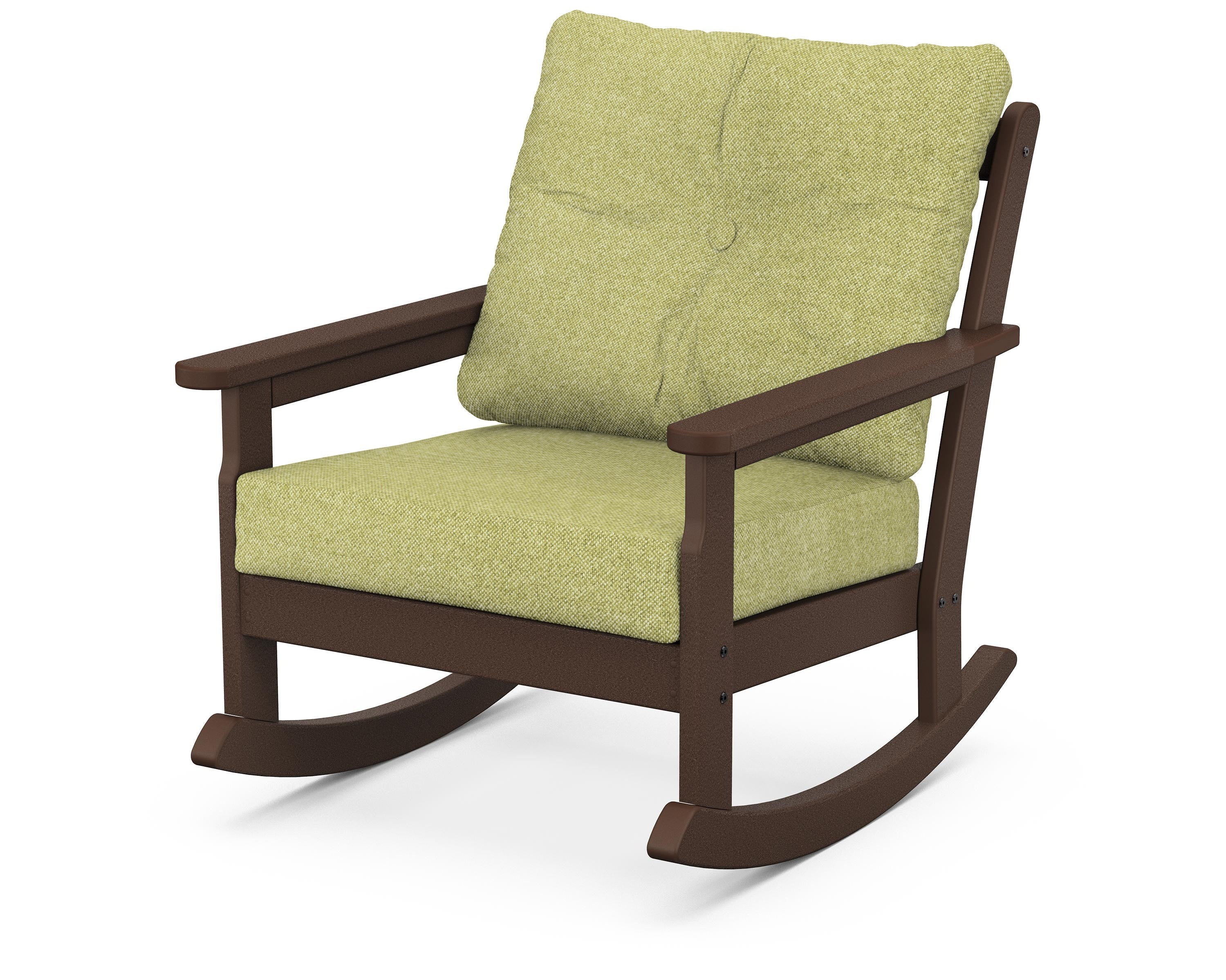 POLYWOOD® Vineyard Deep Seating Rocking Chair in Mahogany / Chartreuse Boucle