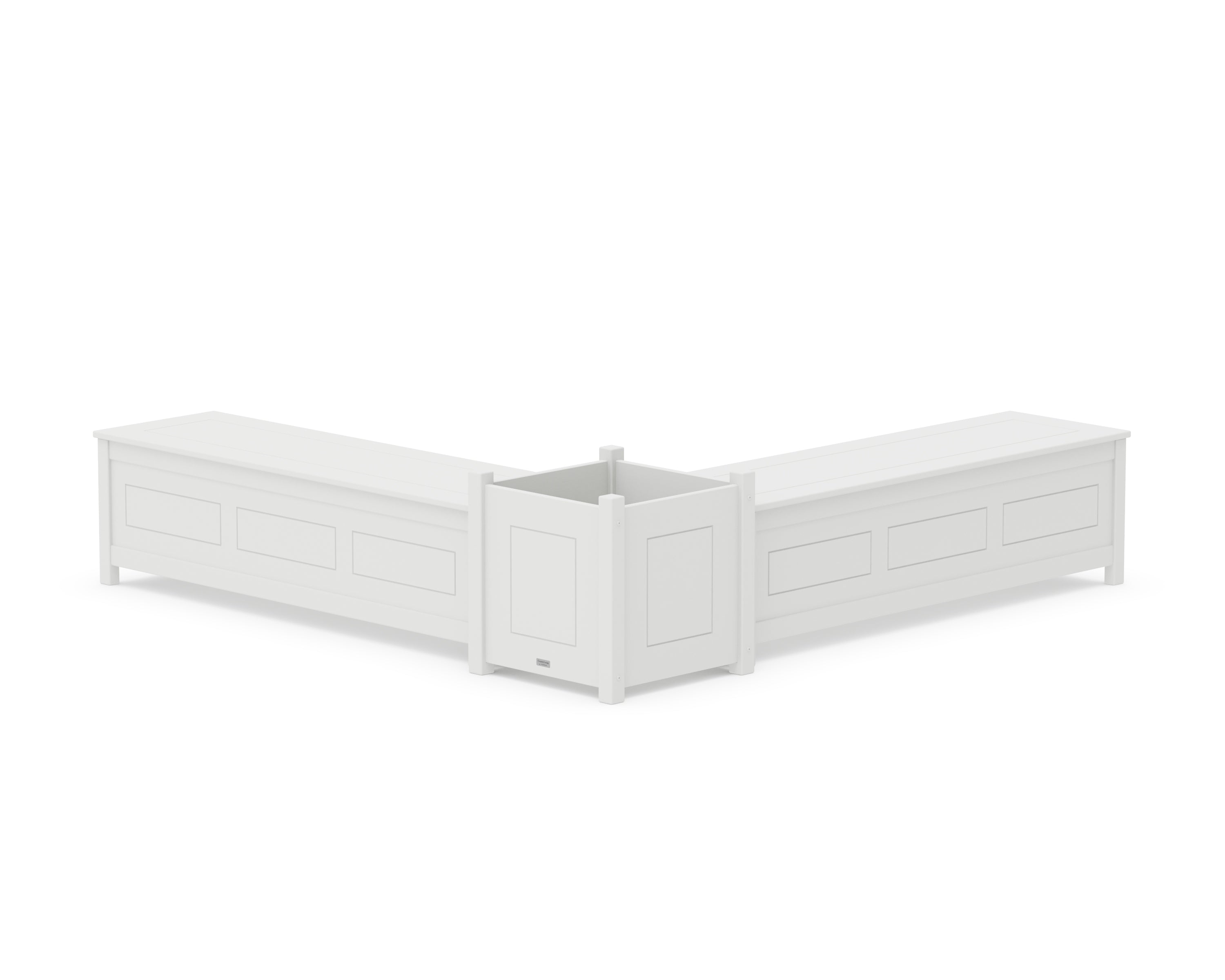 Country Living 60" Country Living L- Shaped Planter Storage Bench Set- Large in White